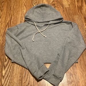 gray crop top hoodie